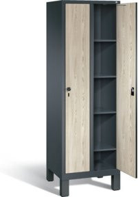 C+P Wäsche-Spind Evolo mit Front in Sen-Esche und Korpus in Anthrazitgrau, H x B x T: 185 x 61 x 50 cm - Bild 1