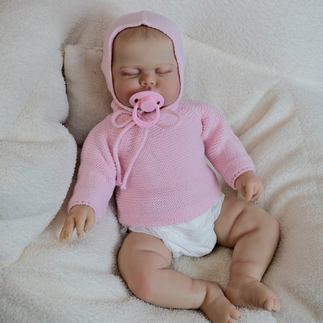NPK Reborn-Babypuppe, 19 Zoll, schlafender Kleinkind, Plüsch / Textil - Bild 1