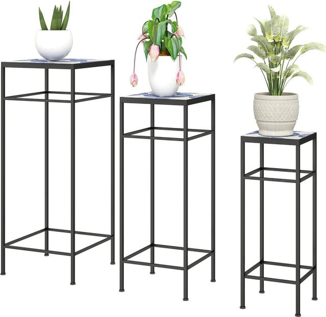 Furnicato Blumenregal für Balkon und Garten in Blau und Weiß, B/T/H: 28 x 28 x 71 cm - Bild 1