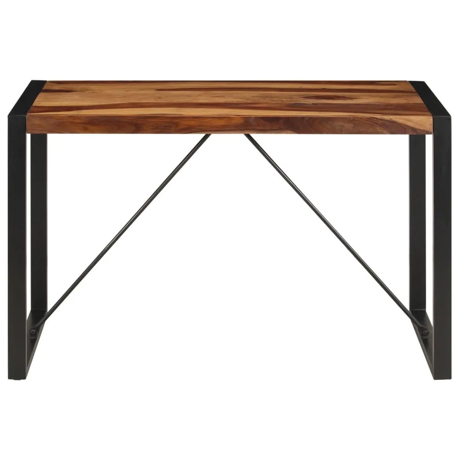 vidaXL Esstisch im Industrial Design aus Massivholz und Metall, rechteckig, Braun und Schwarz, B: 120 cm, T: 60 cm, H: 76 cm - Bild 2