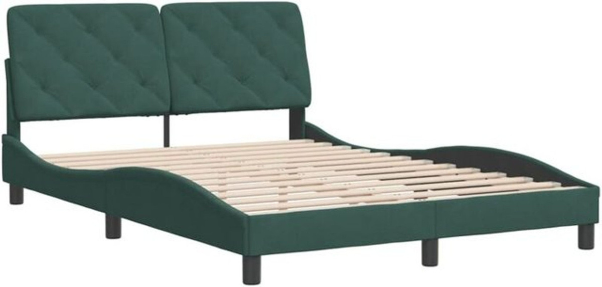 Modernes Polsterbett Vidaxl in Grün aus Samt und Metall, B/T/H: 140 x 190 cm - Bild 1