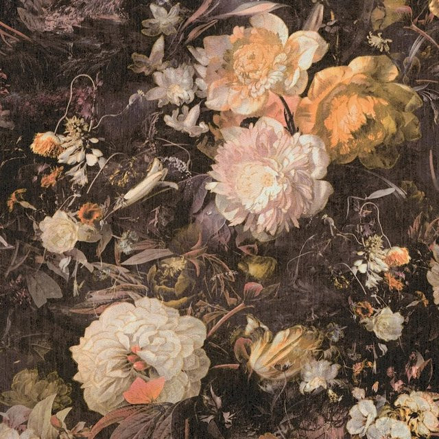 PROFHOME 388212-GU Floral Tapete mit Blumenmuster in Braun, Orange und Grün, Vlies-Tapete, 0,53 m x 10,05 m - Bild 1