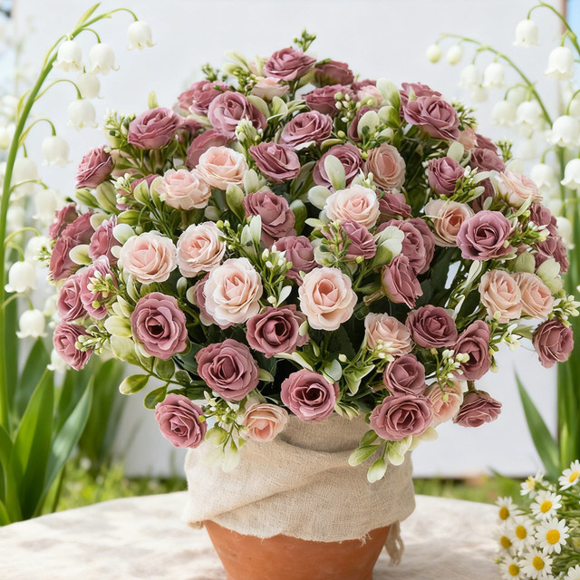 ZQCY Künstliche Seidenrosen in Beige und Pink für Hochzeiten, Valentinstag und Tischdekoration - Bild 1