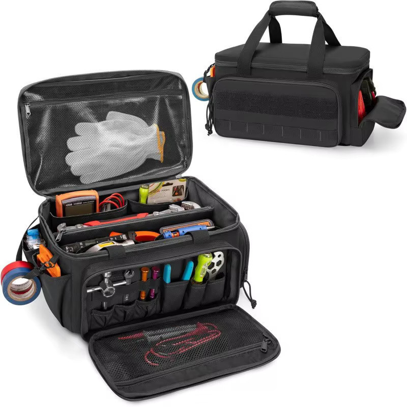 Robuste taktische Werkzeugtasche 14 Zoll in Schwarz als multifunktionaler Arbeitsorganizer für Handwerker mit rutschfester Basis, B/T/H: 36,7 x 21,5 x 20,5 cm - Bild 2