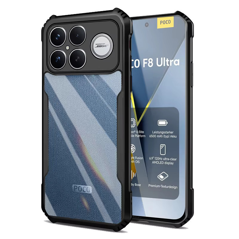 Xiaomi Poco F8 Ultra 5G Schutzhülle aus klarem Kristall-Acryl, stoßfeste Rückseite in Transparent und Schwarz, Displaygröße 6,9 Zoll - Bild 4
