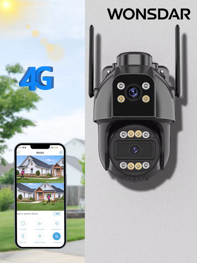 WONSDAR 4G SIM Karte IP Kamera Outdoor PTZ CCTV Video Überwachung mit Dual Objektiv und Dual Screen sowie Auto Tracking - Bild 7