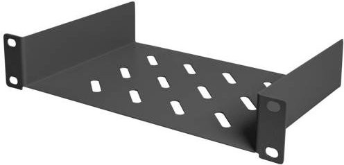 Digitus 10 Zoll Netzwerkschrank-Geräteboden mit Lüftungsschlitzen und Perforation, Schwarz, 1HE - Bild 1