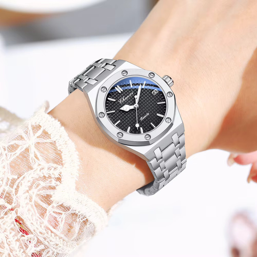 CHENXI Armbanduhr Edelstahl, Quarz, Roségold, Damen, Datum - Bild 2