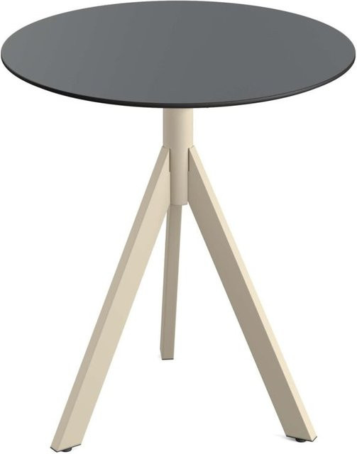 Feros Infinity Tripod Terrassentisch mit HPL Platte, rund, sand/schwarz, Höhe: 74 cm, Durchmesser: 70 cm - Bild 1