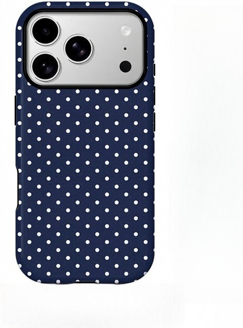 Sturzesichere Handyhülle mit Punktmuster in Marineblau für iPhone 11 bis iPhone 17 Pro Max Plus - Bild 1