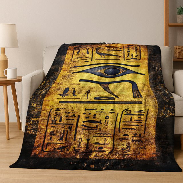 Faviora 3D-Flanellblanke mit antikem ägyptischem Pyramiden-Design, weiche und warme Decke für Schlafzimmer, Wohnzimmer oder Reisen - Bild 1