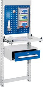 Kappes ErgoPlus Steharbeitsplatz Mod 4 in RAL 7035 / 5010 mit 4 Lenkrollen, Höhe: 165 cm, Breite: 67 cm - Bild 1