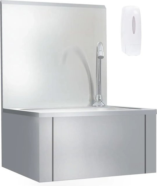vidaXL Handwaschbecken aus Edelstahl mit Wasserhahn und Seifenspender 51114 - Bild 1