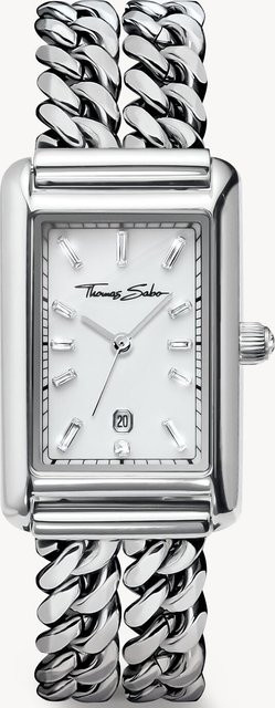 Thomas Sabo Damenuhr, Quarz, Edelstahl, eckig, 22 mm, silberfarben - Bild 1