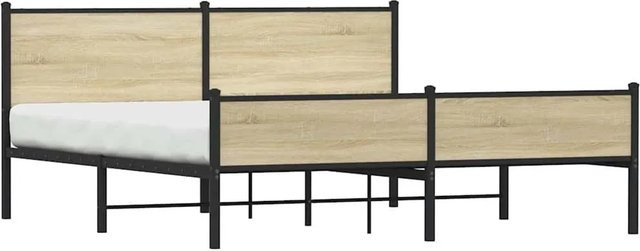 vidaXL Metallbett in Sonoma-Eiche ohne Matratze B/T/H: 187 x 91,5 x 219 cm - Bild 1