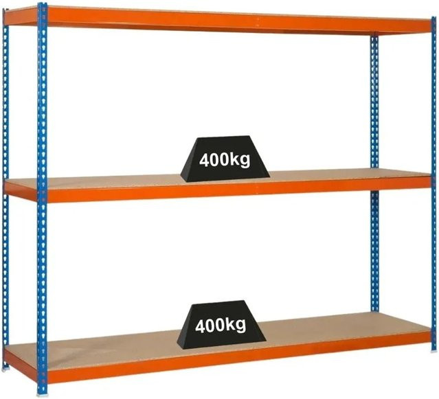 PROREGAL Schwerlastregal Big Wood Yeti Three H x B x T: 200 x 150 x 60 cm, Fachlast 400 kg, Blau-Orange - Bild 1