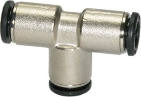 Riegler T-Steckverbindung click-clock für Schlauch-Außendurchmesser 4 mm, Messing vernickelt, Silber - Bild 1