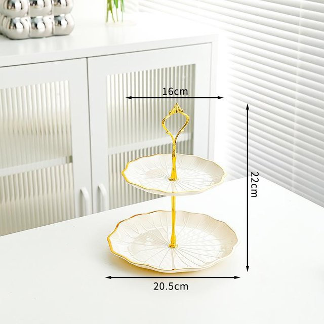 Lotusförmige Obstschale von Yiran Furniture in Weiß, B/T/H: 22,0 x 20,5 x 22,0 cm - Bild 1