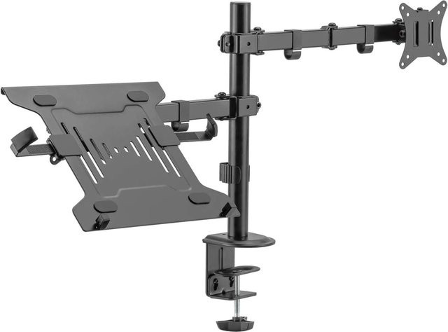 Wiltec 2in1 Halterung für Monitor und Laptop mit VESA 100x100 mm, Schwarz - Bild 1