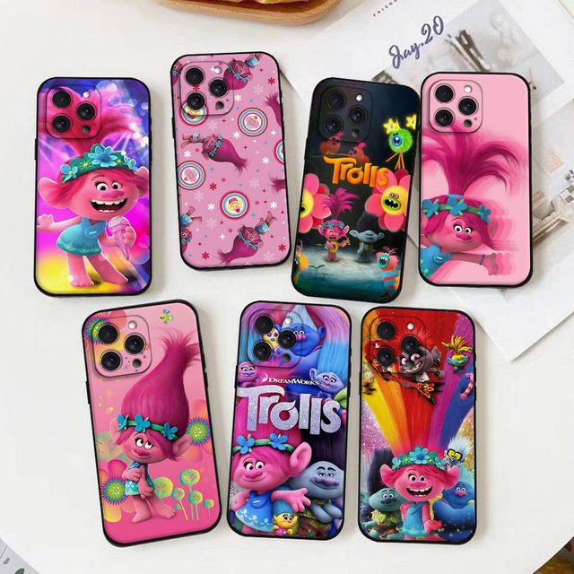 T-Trolls Cartoon Handyhülle für iPhone in Schwarz und Multicolour als weiche Schutzhülle - Bild 1