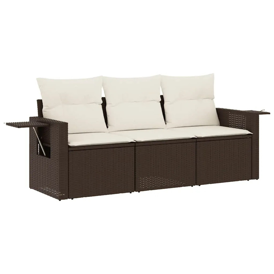 vidaXL 3-tlg Garten-Sofagarnitur aus braunem PE-Rattan mit Kissen und Stauraum - Bild 2