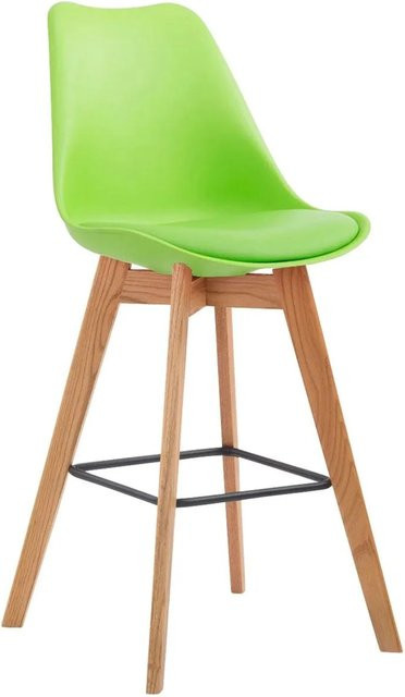 2er Set DELUKE Barhocker GIKAR in Grün mit Lehne, moderne Tresenhocker aus Kunststoff und Holz, B/T/H: 48 x 56 x 112 cm - Bild 1
