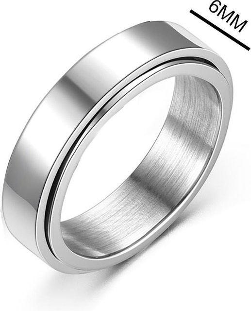 Angstring Fidget Spinner Ring, Edelstahl, Weiß, Unisex - Bild 1