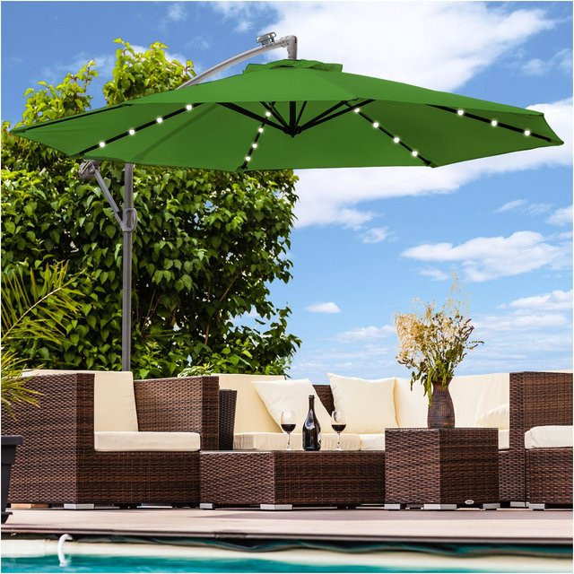 Swing&Harmonie Ampelschirm mit LED-Beleuchtung und Solarfunktion, Grün, Durchmesser: 300 cm - Bild 1