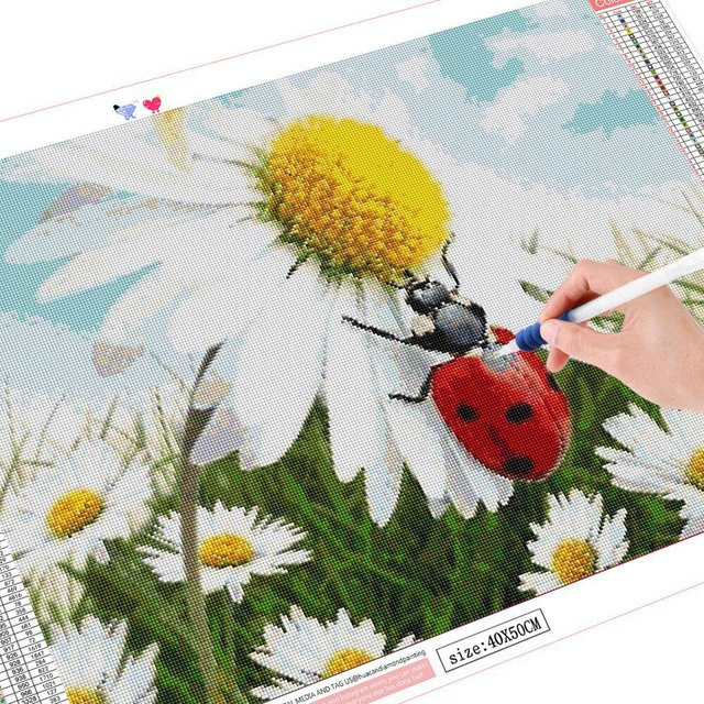 DaisyDiamond Diamant-Stickerei Blume Mosaik Bild mit Strass in Mehrfarbig, B/H: 20 x 30 cm - Bild 1