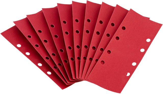 LUX-TOOLS Schleifstreifen für Exzenterschleifer, Körnung K240, Breite: 9,3 cm, Länge: 23 cm, Farbe: Rot - Bild 1