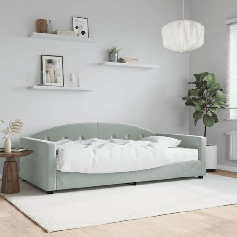 Vidaxl Polsterbett Tagesbett mit Matratze aus Samt und Metall in Grau, B/T/H: 200 x 100 cm - Bild 1