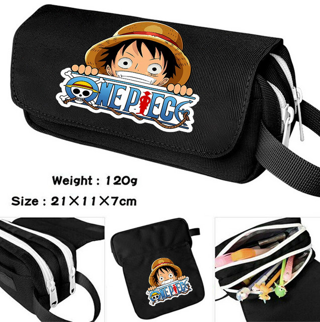 Bandai One Piece Federmäppchen mit Cartoon-Anime-Figuren in Schwarz für Schüler - Bild 1