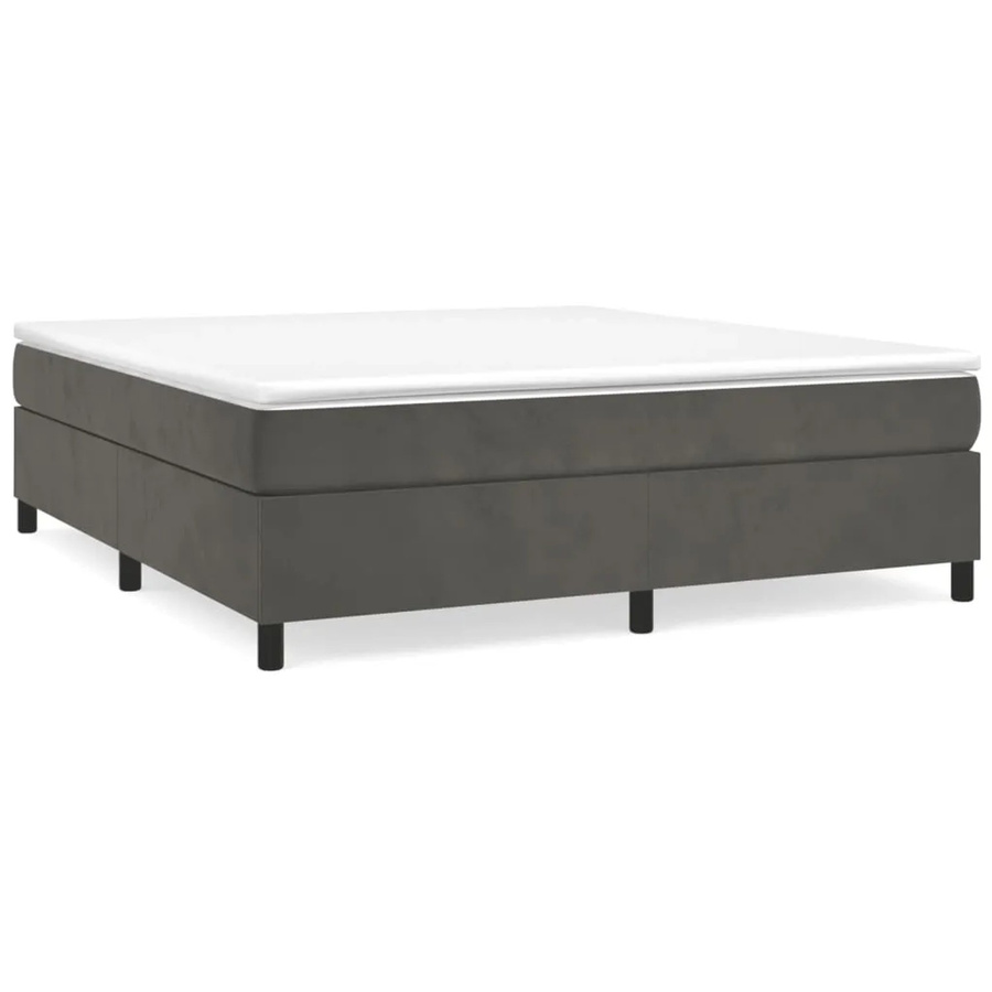vidaXL Boxspringbett aus Samt in Dunkelgrau, B/T/H: 180 x 200 x 35 cm - Bild 2