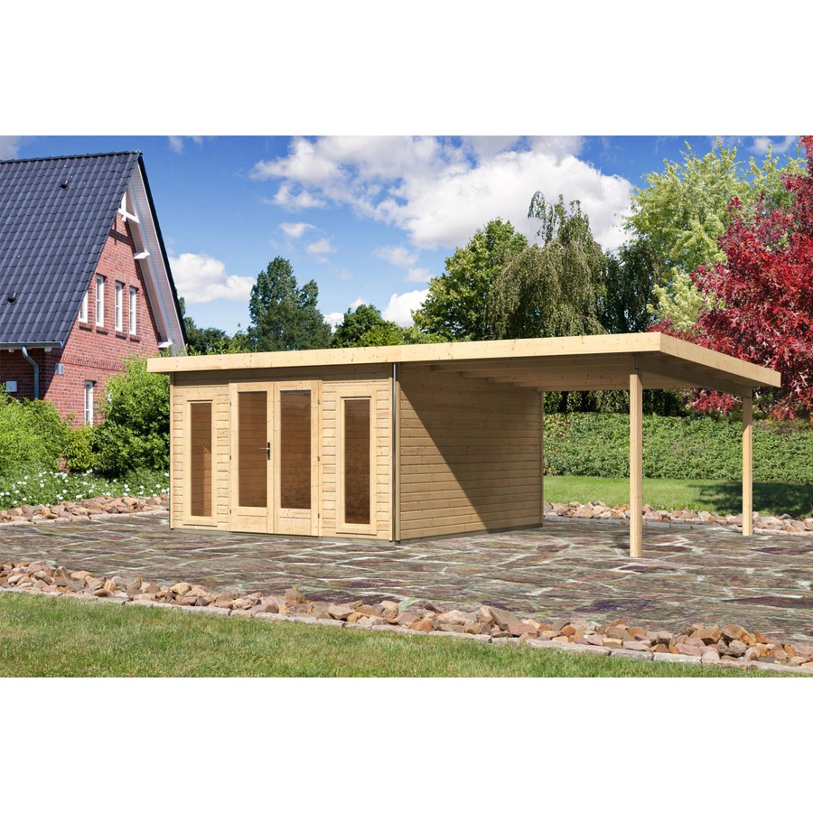 Karibu Holz-Gartenhaus Norrköping mit Pultdach in Braun, B/T: 365 x 365 cm - Bild 2