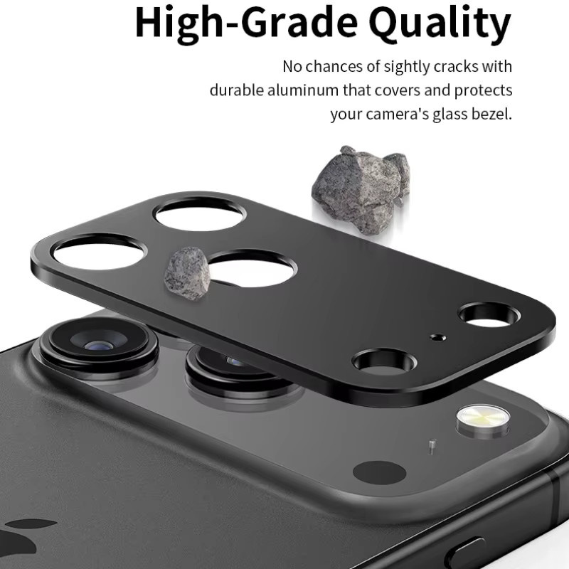 HD Aluminium Metallring Rückkamera-Schutzfolie für Apple iPhone 17 Air Pro Max in Schwarz - Bild 2
