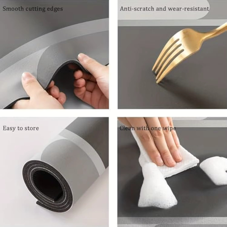 VIKAMA Kitchen Runner Teppich grau, rutschfester und weicher Küchenläufer aus Gummi für Küche und Flur - Bild 2