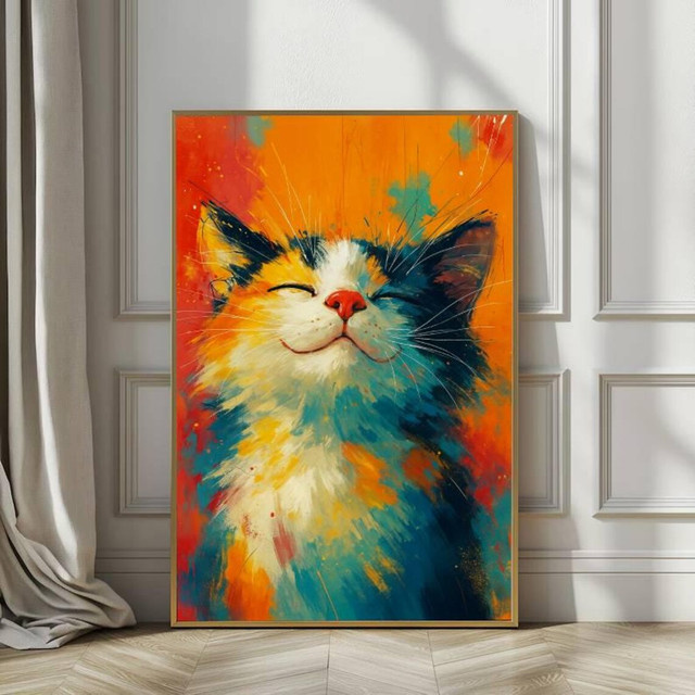 Abstraktes Katzen-Wandbild auf Leinwand von SHENCHEN in Mehrfarbig - Bild 1
