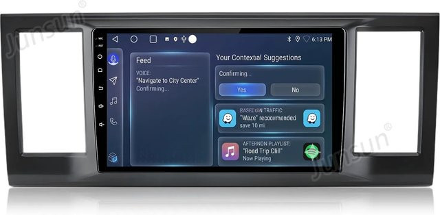 Junsun Autoradio mit 9 Zoll Display, 6 GB RAM und 128 GB Speicher für VW Caravelle 2015 bis 2020, Schwarz, mit Bluetooth, GPS, WLAN und Mobilfunkfunktion - Bild 1