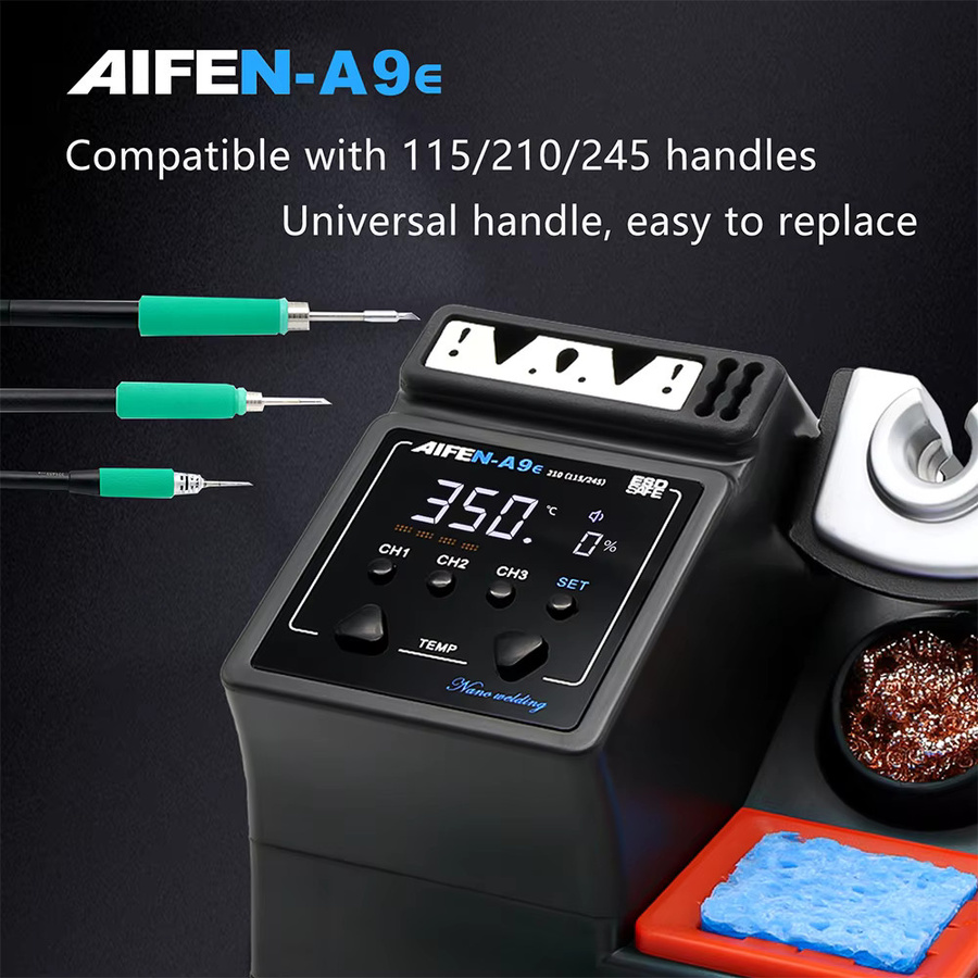 AIFEN A9E 160W Heiz-Lötstation in Schwarz mit C210 und C245 Lötkolben-Griff für elektronische Schweißarbeiten und Rework - Bild 2