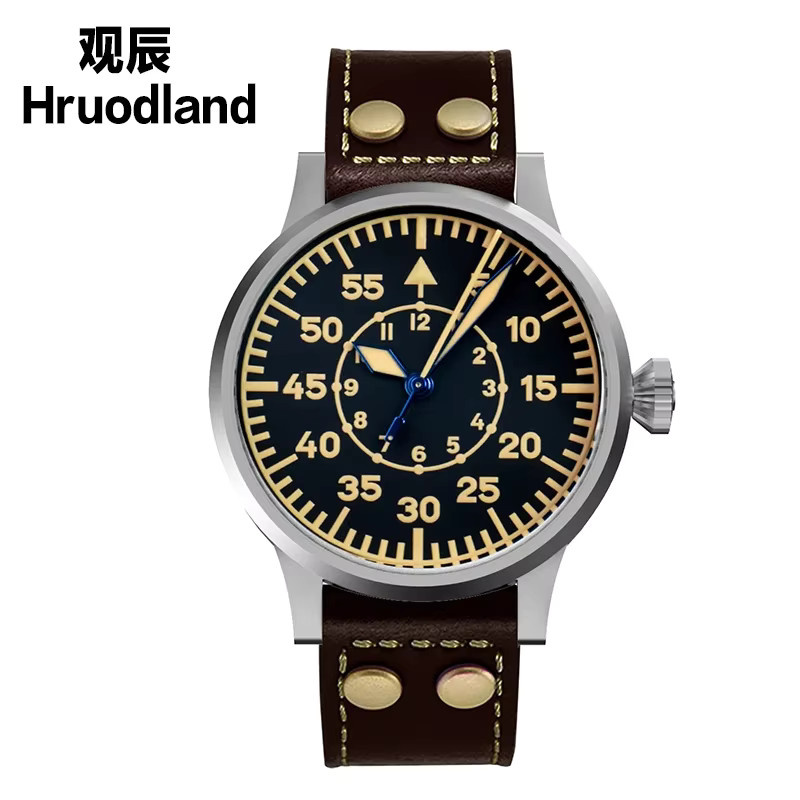 Hruodland Piloten-Herrenuhr, Automatik, Edelstahl, Saphirglas, 10 ATM - Bild 3
