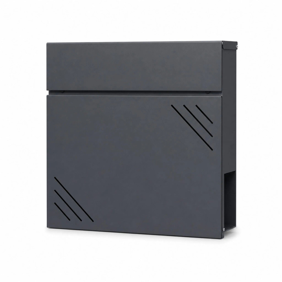 Floordirekt Briefkasten Lucien Wandbriefkasten mit Zeitungsfach aus Stahl, Anthrazit, B: 37,0 cm, H: 37,0 cm, T: 10,5 cm - Bild 2