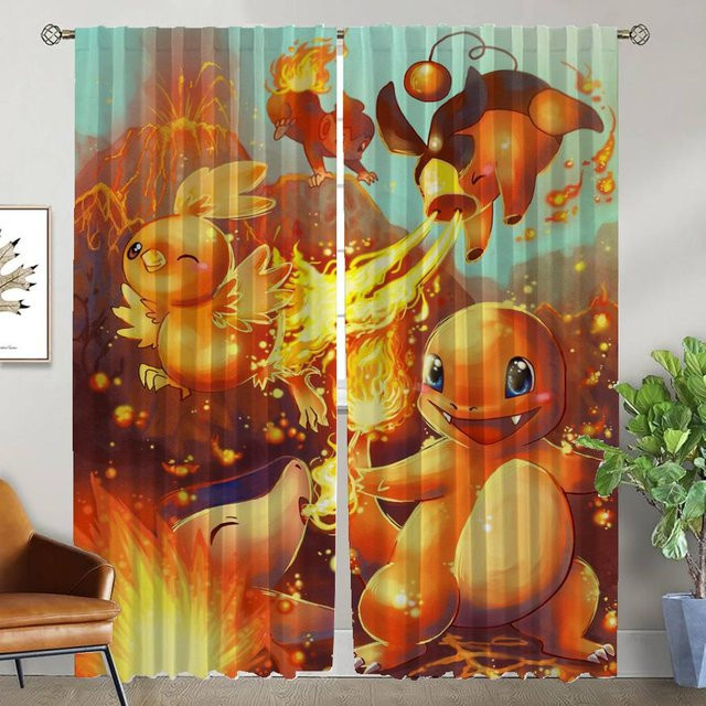Elegante Raumvorhänge P-pokemones für Wohnzimmer und Küche, 2er-Set, Mehrfarbig, Breite: 132 cm, Höhe: 241 cm - Bild 1