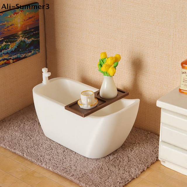 Puppenhaus Miniatur Simulation Badewanne mit Tablett, Badezimmer Möbel Dekoration, Modell Puppenhaus - Bild 1