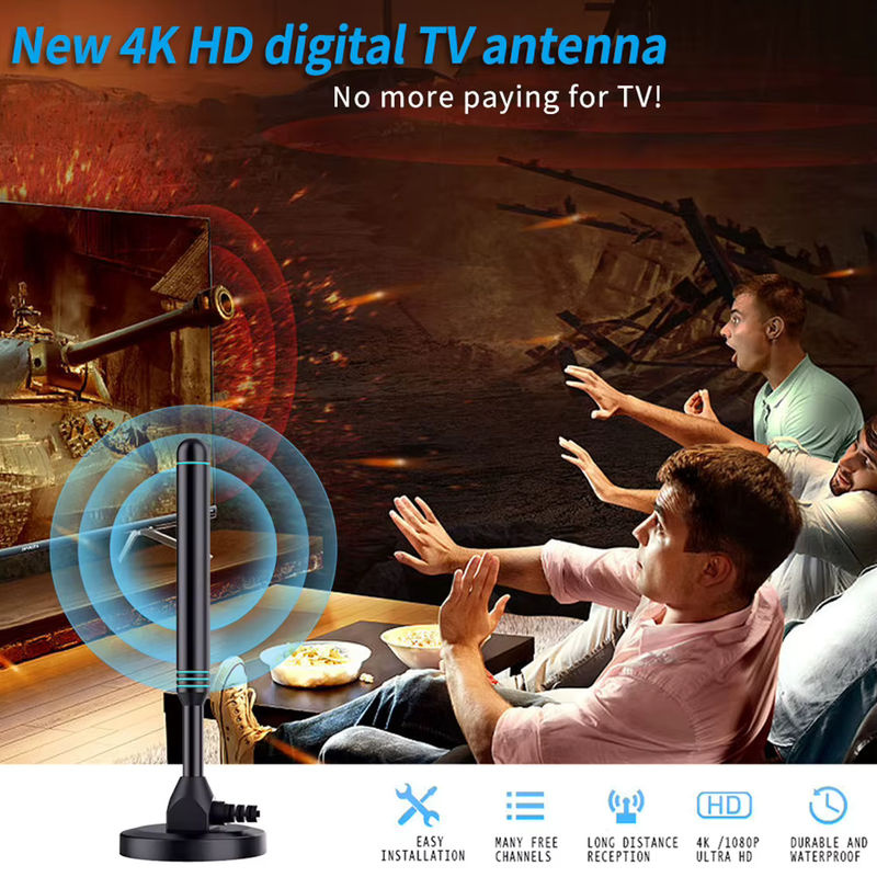 APWIKOGER HD Digital TV Antenne mit Signalverstärker für 4K und 1080P, Indoor und Outdoor, VHF UHF mit Magnetfuß, Schwarz - Bild 3