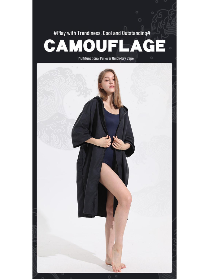 HomeHarmony Schnelltrocknender Surf- und Tauch-Poncho mit Reißverschluss, Strandtuch B/H: 110 x 78 cm - Bild 5