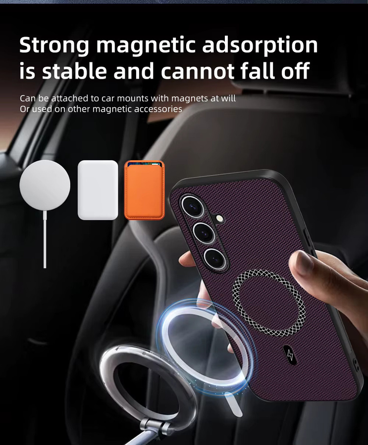 Samsung Magnetische Kabellose Ladehülle mit luxuriöser 3D-Leder-Textur in Schwarz für Galaxy S26 S25 S24 S23 Ultra FE Plus A57 A56 A35 A17 - Bild 3