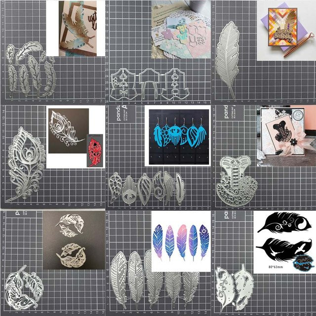 Metall Stanzform Feder in Silber für DIY Scrapbooking, Album, Papier und Karten zur Dekoration - Bild 1