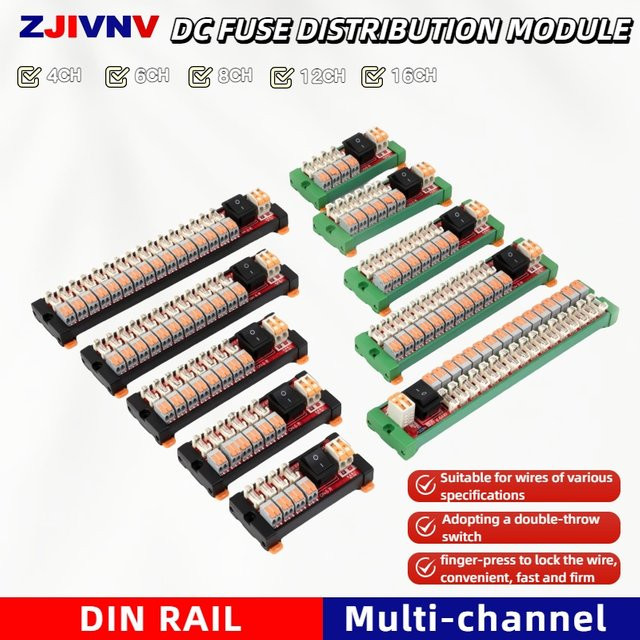 ZJIVNV DC Sicherung Verteilermodul für 4CH bis 16CH, 72V Junction Board mit 3A Ausgangsstrom zur Stromkreisabzweigung - Bild 1