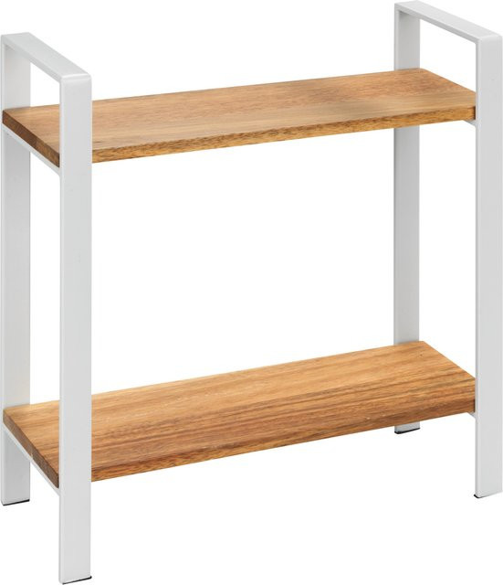 WENKO Küchenregal Louisa aus Metall und Akazienholz in Weiß und Braun, B/T/H: 33,0 x 11,0 x 32,0 cm - Bild 1