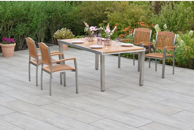 Merxx Keros Gartentisch Set 5-tlg. aus Akazie und Edelstahl, ausziehbar, B/T: 100 cm, L: 180/240 cm - Bild 1